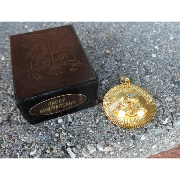 Vintage Happy Anniversary Charm/ Pendant-House of Borvani Anniversary Necklace - Picture 6 of 6